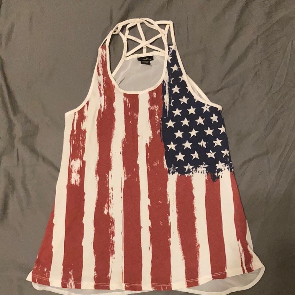 American flag top  rue 21 so med with sheer fabric back